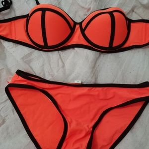 Orange block cake style 2 piece bikini